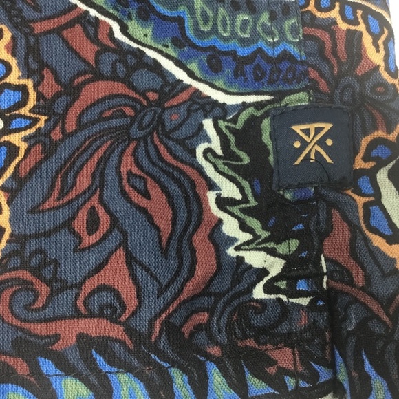 Roark Paisley Casual Button Down Shirt - Blue and Brown - Picture 6 of 10